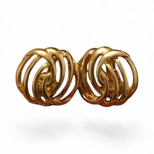 Monet Clip On Gold Tone Vintage Earrings